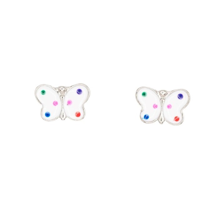 Polka Dot Butterfly Insect Enamel Post Earring Children's