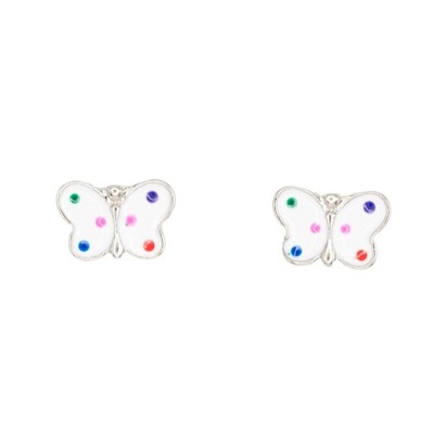 Polka Dot Butterfly Insect Enamel Post Earring Children's