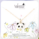  14k Gold Enamel Panda Charm Pendant Animal Necklace