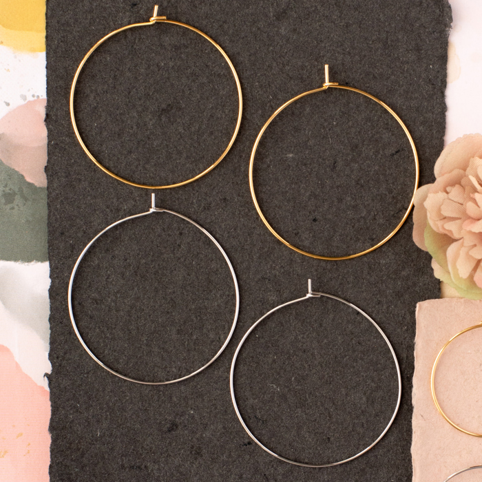 14k Gold or Sterling Silver Large Simple Plain Hoop Earring