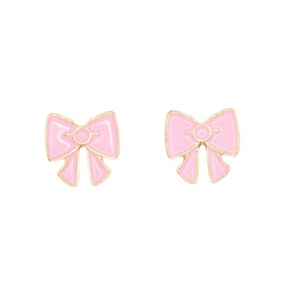 Pink Bow Ribbon Enamel Post Stud Earring Children's Jewelry