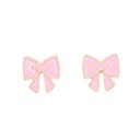  Pink Bow Ribbon Enamel Post Stud Earring Children's Jewelry