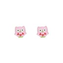  Pink Owl Enamel Stud Post Earring Children's Jewelry Gift