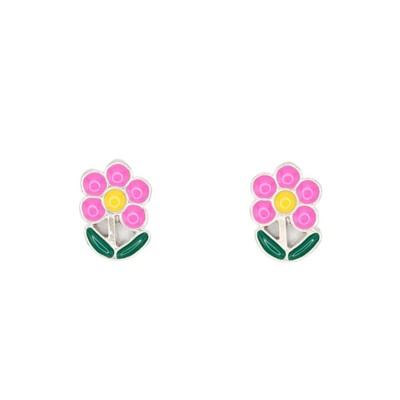 Pink Flower Enamel Post Earring Children's Jewelry