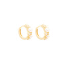  14k Gold Pearl Cubic Zirconia Huggie Hoop Earring