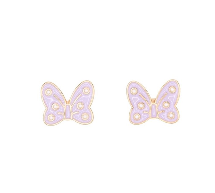 Purple Polka Dot Bow Ribbon Enamel Post Stud Children's Jewelry