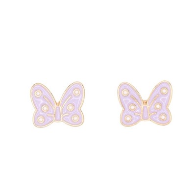 Purple Polka Dot Bow Ribbon Enamel Post Stud Children's Jewelry