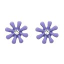  Purple CZ Flower Post Stud Earring Children's Gift Jewelry