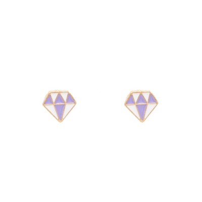 Purple Diamond Shape Post Stud Earring Children's Jewelry