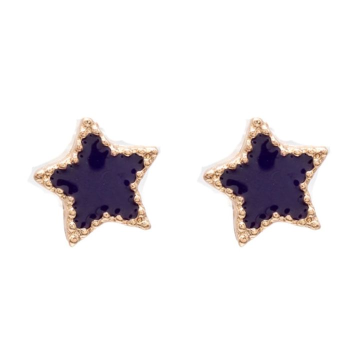 Purple Enamel Star Post Stud Earring Children's Gift Jewelry