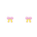  Pink and Yellow Bow Ribbon Post Stud Earring Children Gift