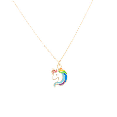 Rainbow Unicorn Enamel Charm Necklace Children's Jewelry