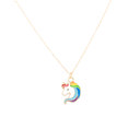  Rainbow Unicorn Enamel Charm Necklace Children's Jewelry