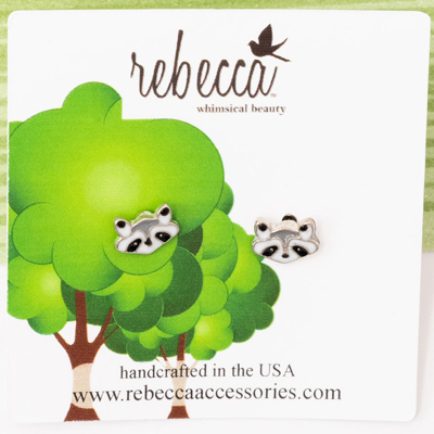 Raccoon Enamel Post Stud Earring Children's Jewelry 