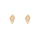  Gold Circle Cluster Pave Cubic Zirconia Gemstone Simple Post