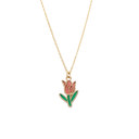  Red Tulip Enamel Flower Charm Necklace Children Gift Nautre