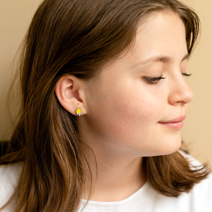 Yellow Popsicle Ice Cream Enamel Earring Post Children's