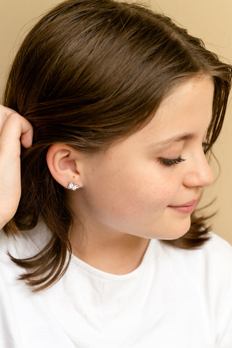 Polka Dot Butterfly Insect Enamel Post Earring Children's