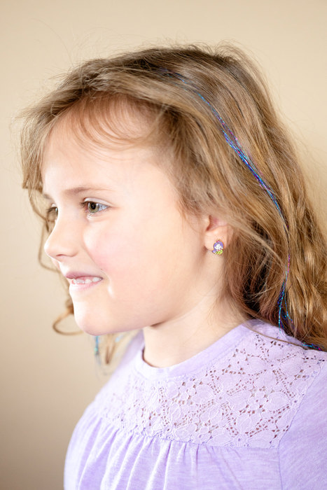 Purple Hair Mermaid Enamel Post Earring Children's Jewelry