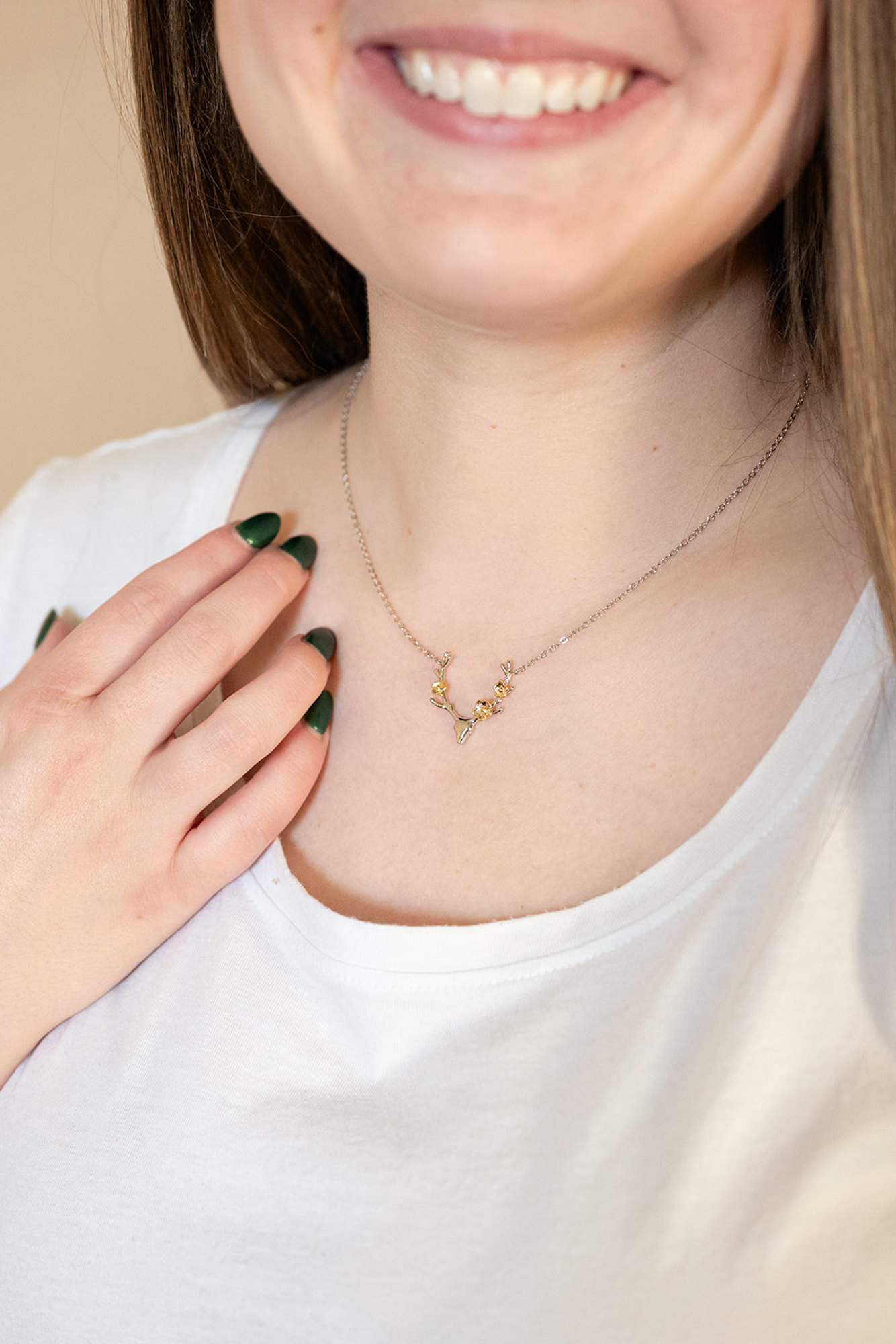 Deer Antler Flowers Charm Necklace Mixed Metal | Jane.com