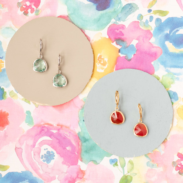 14k Gold or Sterling Silver Red Glass Gemstone Leverback Dangle Drop Earring