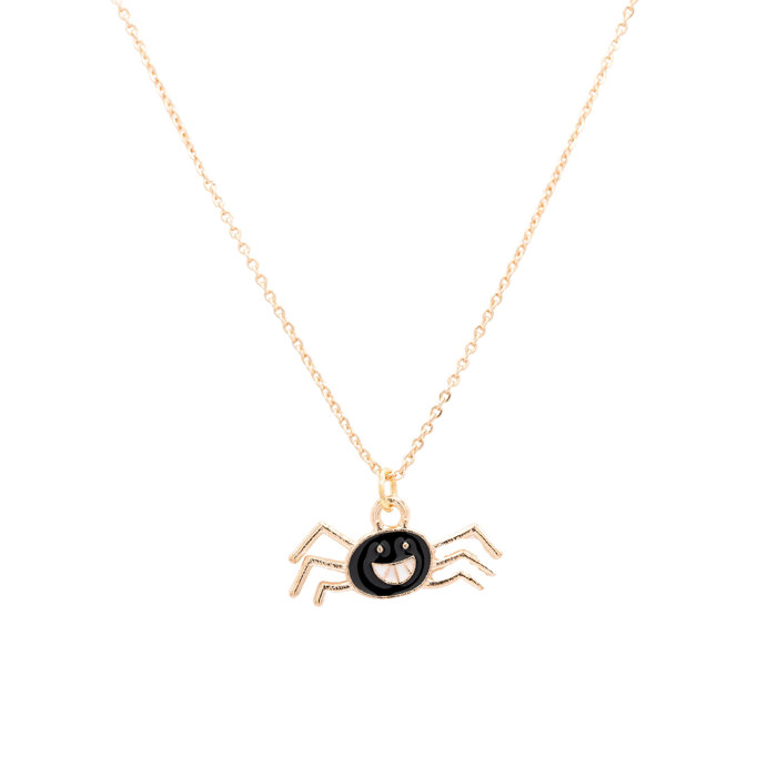 Black Spider Enamel Charm Children's Necklace