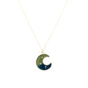  Starry Moon Blue Enamel Charm Necklace Children's