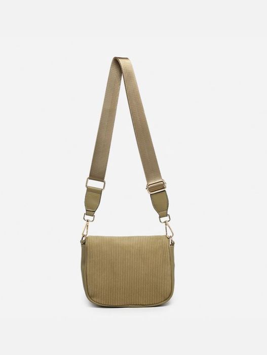 Corduroy Serena Two-Tone Crossbody with Nylon Strap Handbag Purse - Jen & Co.