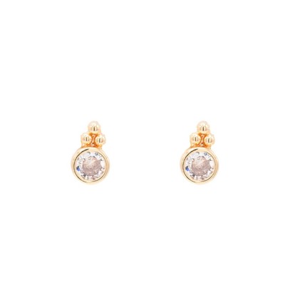 Gold Trinity Pave Gemstone Stud Post Earring Faith Religion