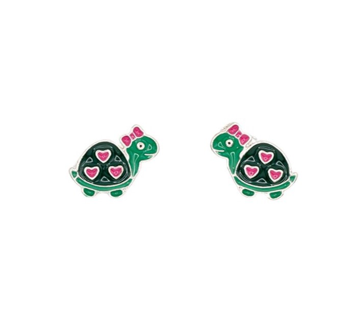 Turtle Heart Reptile Enamel Post Stud Earring Children’s Jewelry