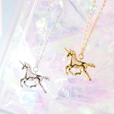 14k Gold or Sterling Silver Magical Unicorn Charm Pendant Necklace