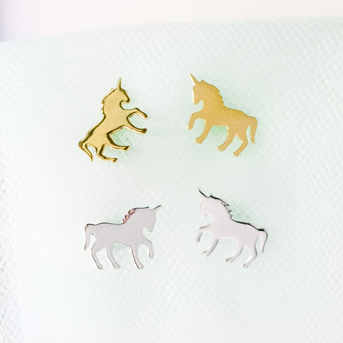 14k Gold or Sterling Silver Magical Unicorn Post Stud Earring