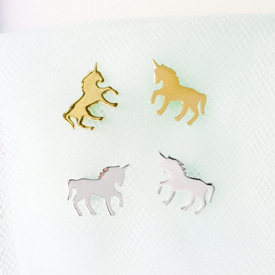 14k Gold or Sterling Silver Magical Unicorn Post Stud Earring