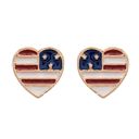  USA Flag Heart Enamel Post Stud Earring Children's Gift