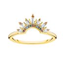  14k Gold over Sterling Silver Half Sun Cubic Zirconia Ring Hypoallergenic 