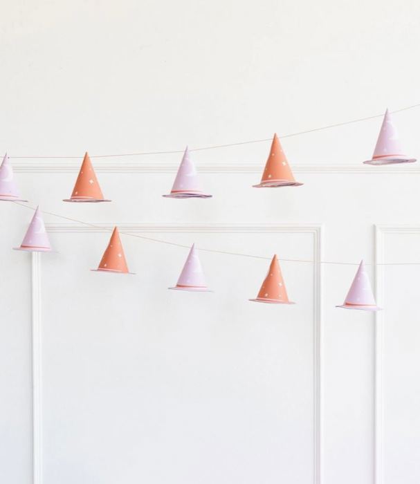 Pink Witch Hat Garland Whimsical Girly Halloween Decor
