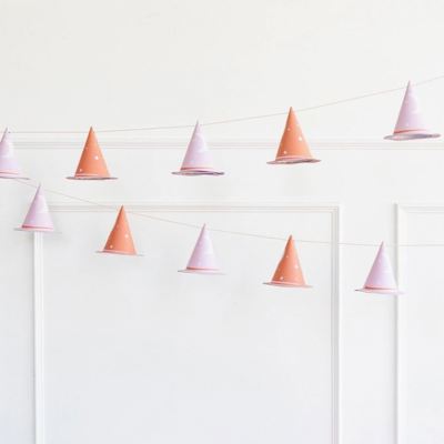 Pink Witch Hat Garland Whimsical Girly Halloween Decor
