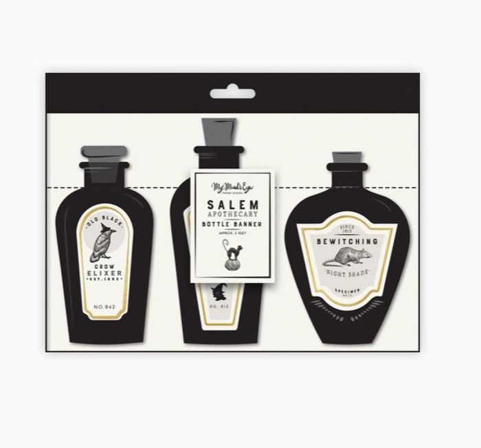 Salem Apothecary Potion Bottles Banner Garland Spooky Witch Halloween Decor