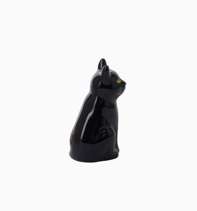 Black Cat Ceramic Figurine Miniature Whimsical Animal Gift Giving