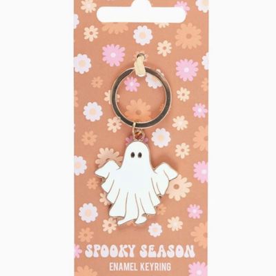 Spooky Season Groovy Ghost Halloween Keyring Keychain Bag Flair