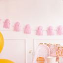  Ghost Pink Puffy Felt Banner Garland Girly Halloween Whimsical Decor