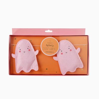 Ghost Pink Puffy Felt Banner Garland Girly Halloween Whimsical Decor