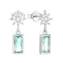  Sterling Silver Aquamarine Star Dangle Post Earring Gemstone Gift CZ Stud