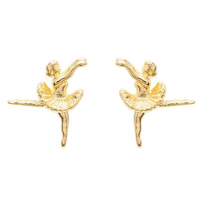 14k Gold Ballerina Post Stud Earring Dancer Gift Giving Whimsical - Rebecca Accessories