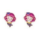  Fuchsia Pink Hair Mermaid Post Stud Earring Children's Gift