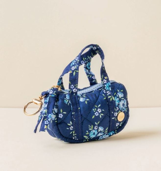 Navy Floral Itty Bitty Duffle Bag Charm