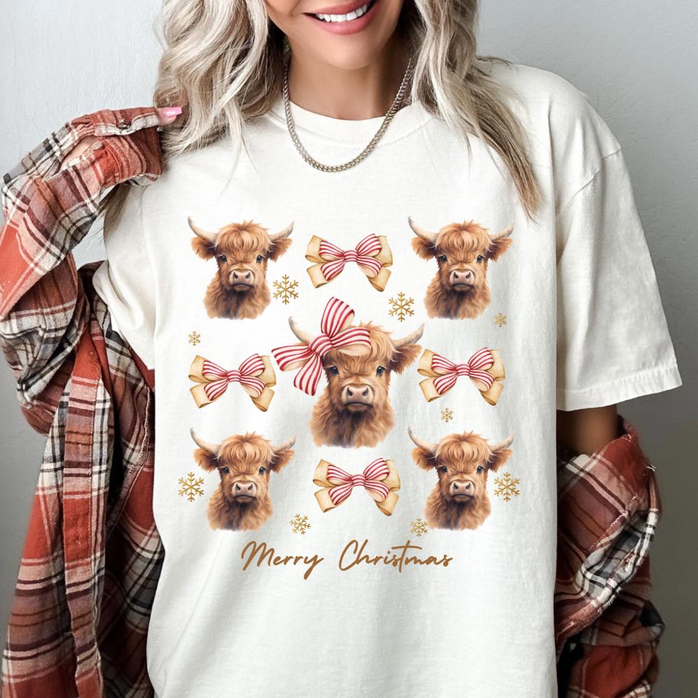 Highland Cow Christmas Tee