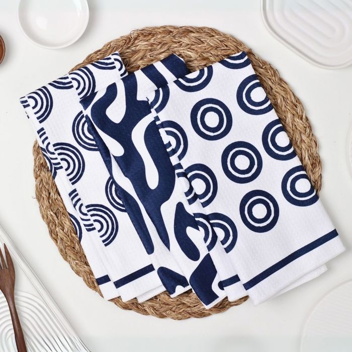 Blue Swirl Dish Towel Trio - 3pk - 16''x24''