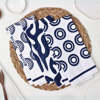 Blue Swirl Dish Towel Trio - 3pk - 16''x24''