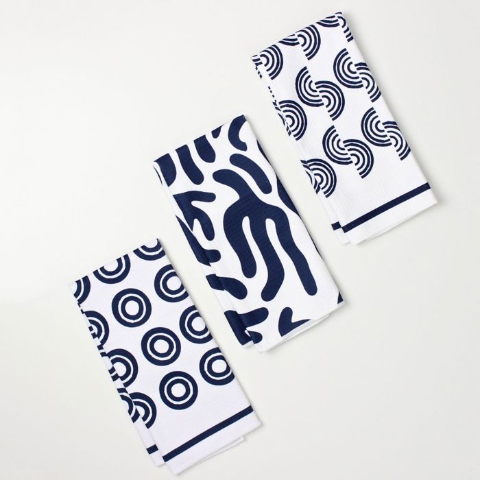 Blue Swirl Dish Towel Trio - 3pk - 16''x24''